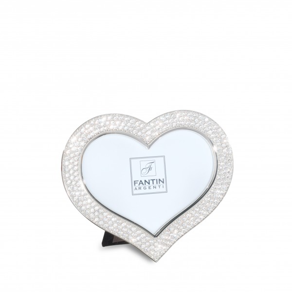 Portafoto Cuore in metallo e strass