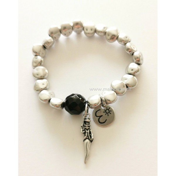 Bracciale Corno e perla Nera