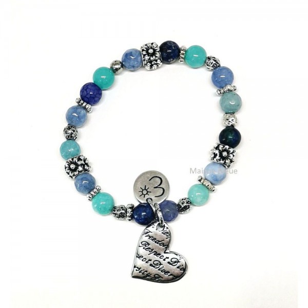 Bracciale Elastico con Pietre Blu Turchese