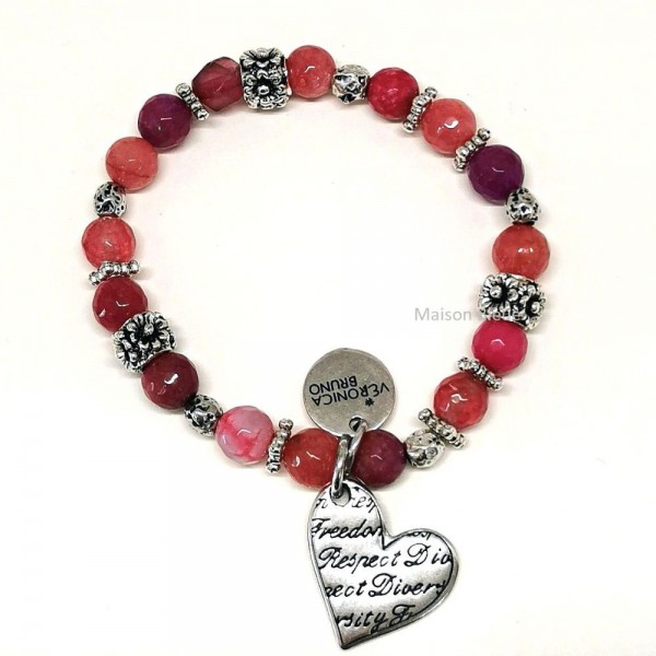Bracciale Elastico con Pietre Rosa Fucsia