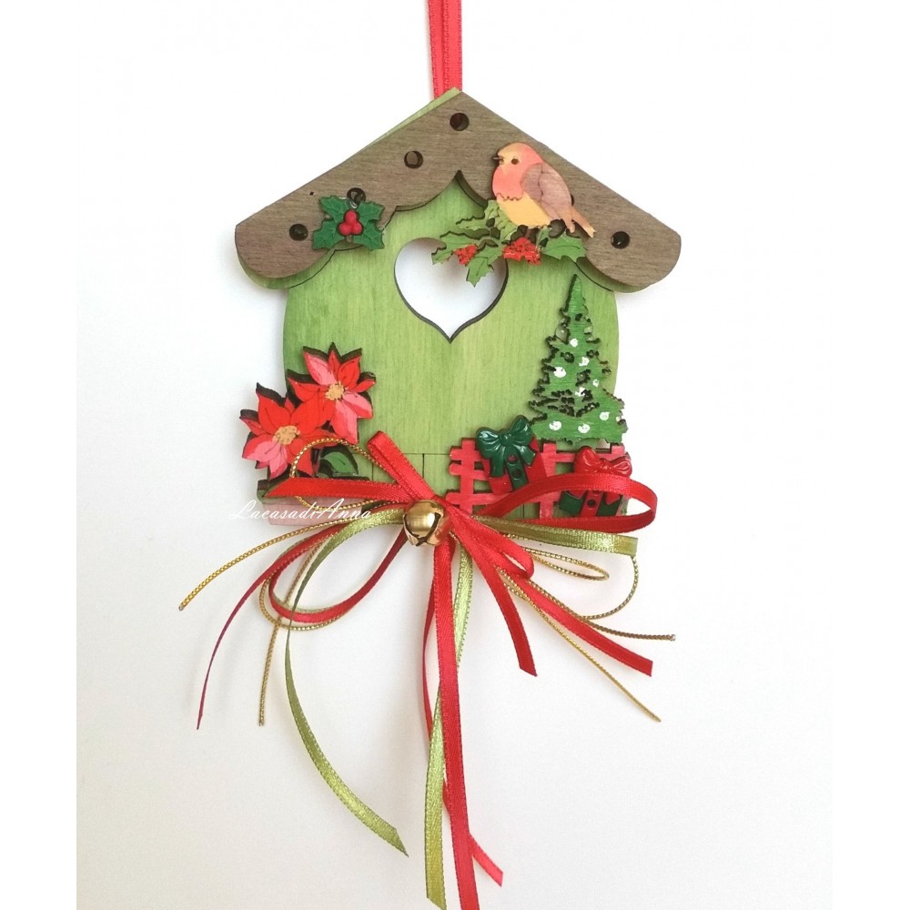 Casetta Uccellini In Legno Decorata Natale La Casa Di Anna