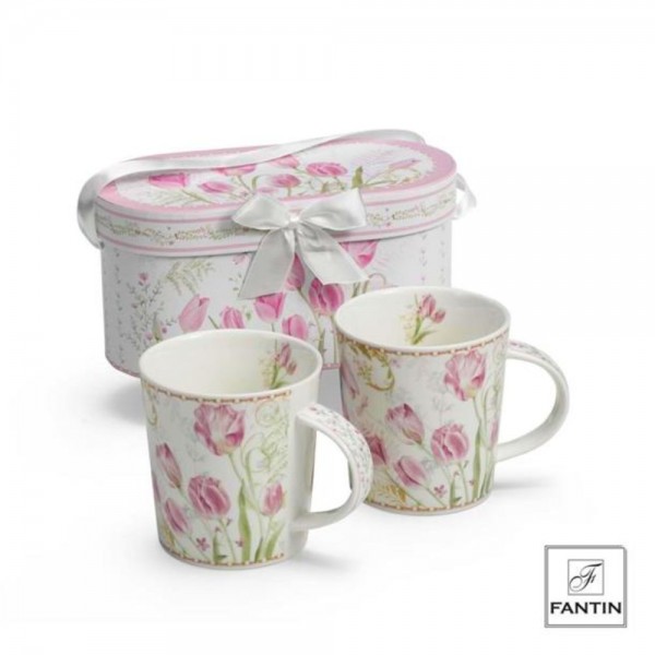 Confezione Regalo Tazze Tulipani Rosa