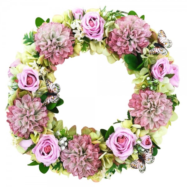 Ghirlanda Fiori Rosa e Ortensie