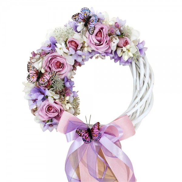 Ghirlanda Lilla e Rosa con Farfalle