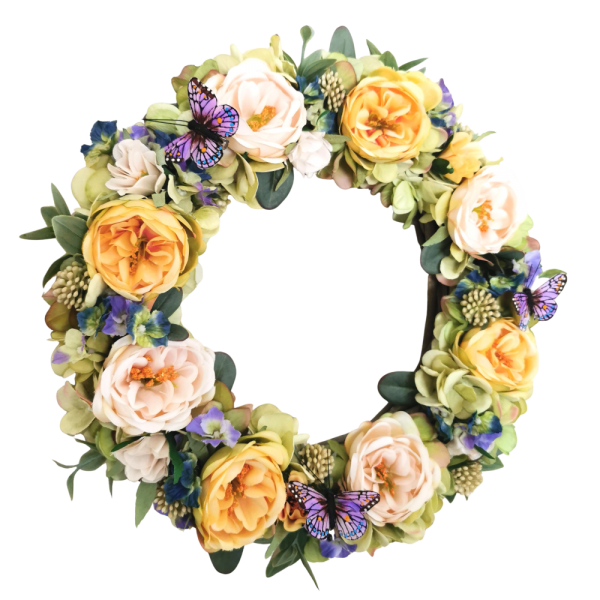 Ghirlanda Rose Gialle e Farfalle