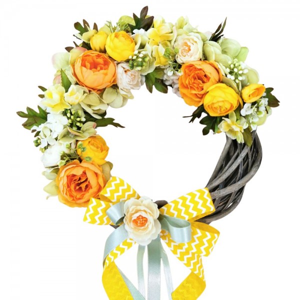 Ghirlanda Ranuncoli Gialli e Rose