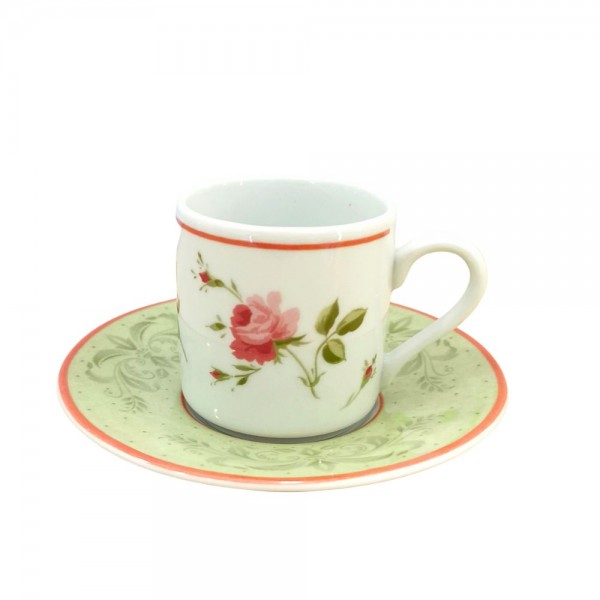 Tazzine caffè Rose e Bordo Verde