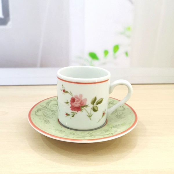 Tazzine caffè Rose e Bordo Verde