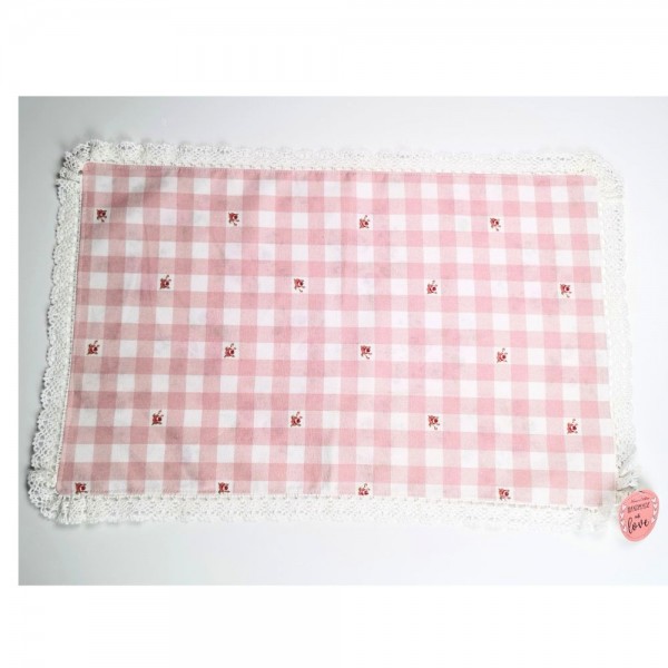 Tovaglietta quadretti rosa con pizzo