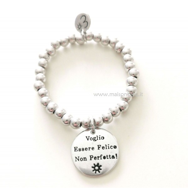 Bracciale elastico "Voglio essere Felice non Perfetta"